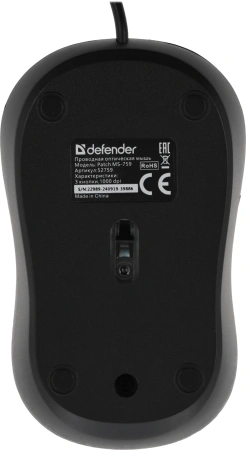 Мышь Defender Patch MS-759 черный оптическая 1000dpi USB для ноутбука 2but (52759)