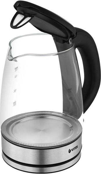 Чайник электрический Vitek VT-1180 1.7л. 2200Вт серебристый/черный корпус: стекло/пластик