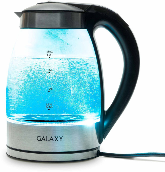 Чайник Galaxy Line GL 0556 1.8л. 2200Вт нержавеющая сталь/черный (стекло/металл/пластик)