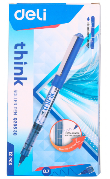 Ручка роллер Deli Think (EQ20530) синий d=0.7мм син. черн. стреловидный пиш. наконечник линия 0.55мм