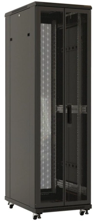 Шкаф серверный Hyperline (TTBR-4262-DD-RAL9004) напольный 42U 600x1200мм пер.дв.перфор.2ств. задн.дв