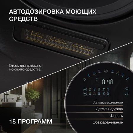 Стиральная машина Hyundai Gemini WMD9423 класс: A+++ загр.фронтальная макс.:15кг (с сушкой) темно-серебристый