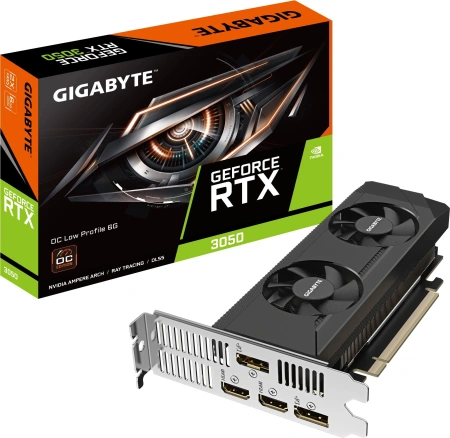 Видеокарта Gigabyte PCI-E 4.0 GV-N3050OC-6GL NV RTX3050 6Gb 96bit GDDR6 1477/14000/HDMIx2/DPx2/HDCP