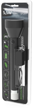 Фонарь ручной Gauss GFL201 черный 5.5Вт лам.:светодиод. (GF201)