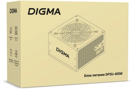 Блок питания Digma ATX 400W DPSU-400W (20+4pin) 120mm fan 3xSATA RTL