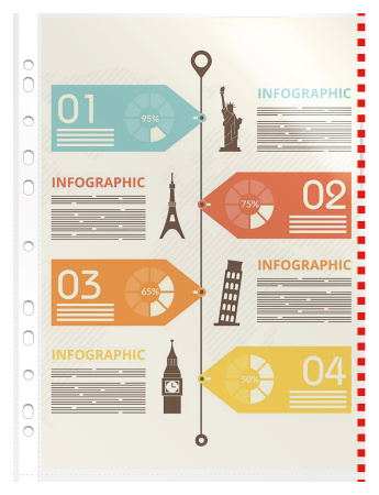 Папка-вкладыш Бюрократ Премиум -013BKAN2RED глянцевые А4+ 30мкм красный край (упак.:50шт)