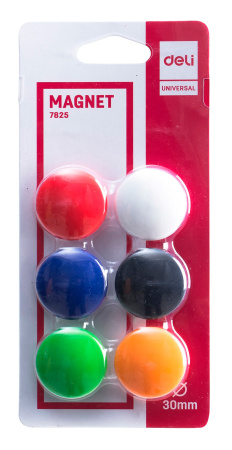 Магнит Deli E7825 для досок ассорти d30мм круглый (упак.:6шт)