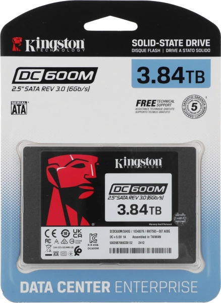 Накопитель SSD Kingston SATA-III 3.84TB SEDC600M/3840G DC600M 2.5" 1 DWPD
