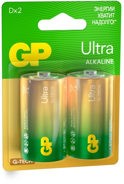 Батарея GP Ultra Alkaline 13AUA21-2CRSBC2 D (2шт) блистер
