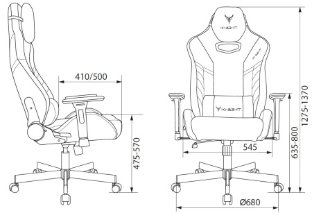 Кресло игровое Knight Thunder 5X черный эко.кожа крестов. металл