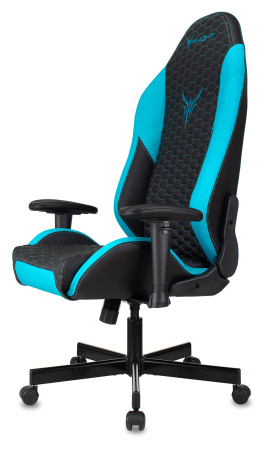 Кресло игровое Knight Neon черный/голубой соты эко.кожа с подголов. крестов. металл
