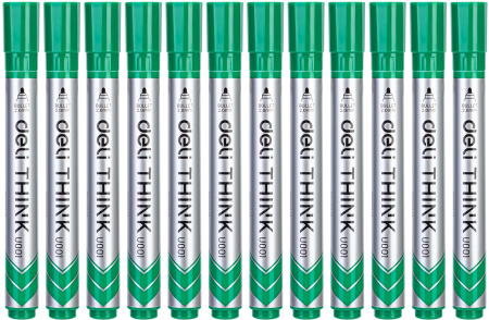 Набор маркеров для досок Deli EU00150-P Think круглый пиш. наконечник 2мм зеленый коробка картонная