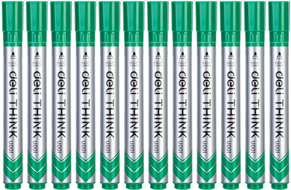 Набор маркеров для досок Deli EU00150-P Think круглый пиш. наконечник 2мм зеленый коробка картонная