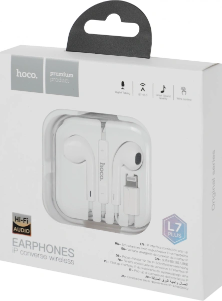 Гарнитура вкладыши Hoco L7 Plus 1.2м белый проводные