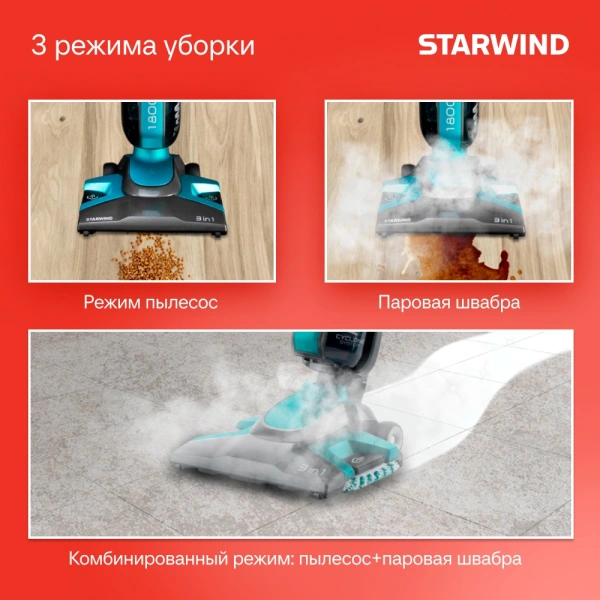 Пылесос паровой Starwind SSV9550 1800Вт темно-серый/голубой
