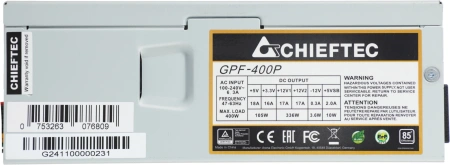 Блок питания Chieftec ATX 400W SMART GPF-400P (24+4+4pin) APFC 80mm fan 4xSATA