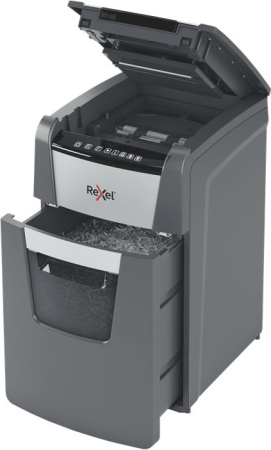 Шредер Rexel Optimum AutoFeed 150X черный с автоподачей (секр.P-4) фрагменты 150лист. 44лтр. скрепки скобы пл.карты