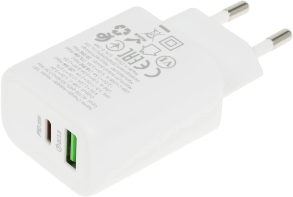 Сетевое зар./устр. Hoco N61 Gentle 20W 3A (PD+QC) USB-A/Type-C универсальное белый (44242)
