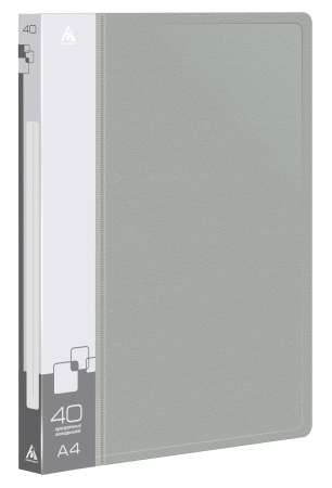 Папка с 40 прозр.вклад. Бюрократ -BPV40GREY A4 пластик 0.65мм торц.карм с бум. встав серый