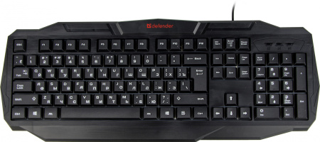 Клавиатура Defender Ultra HB-330L черный USB LED (подставка для запястий)