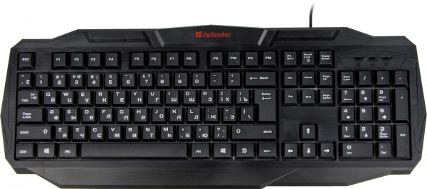 Клавиатура Defender Ultra HB-330L черный USB LED (подставка для запястий)