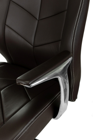 Кресло руководителя Бюрократ _Zen коричневый кожа крестов. алюминий