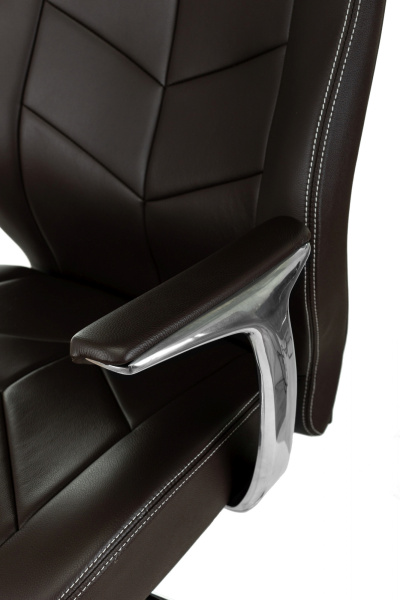 Кресло руководителя Бюрократ _Zen коричневый кожа крестов. алюминий