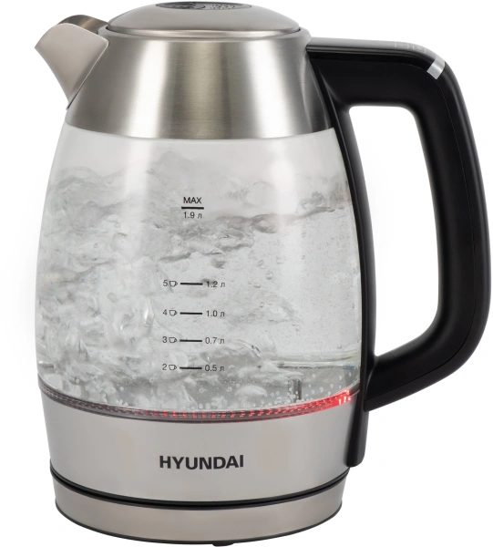 Чайник электрический Hyundai HYK-G9408 1.9л. 2200Вт черный/серебристый корпус: стекло