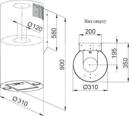 Вытяжка каминная Weissgauff Tubus 900 PB BL черный управление: кнопочное (1 мотор)
