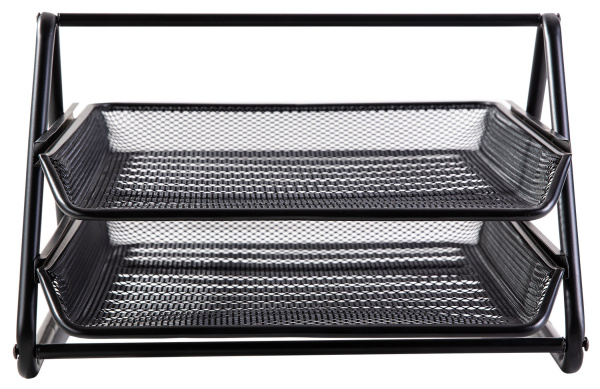 Лоток горизонтальный Deli E9183 для бумаг 350х274х185мм черный металл сетка