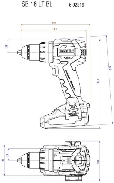 Дрель-шуруповерт Metabo SB 18 LT BL 18Вт аккум. патрон:быстрозажимной (кейс в комплекте) (602316500)