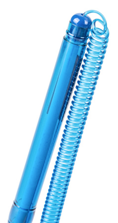 Ручка шариков. автоматическая Deli EQ50-BL синий/прозрачный d=0.7мм син. черн. на подставке резин. манжета