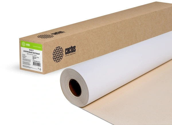 Холст Cactus CS-MC400-91415 36"(A0) 914мм-15.2м/400г/м2/белый хлопок для струйной печати втулка:50.8мм (2")