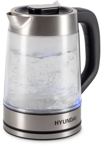 Чайник Hyundai HYK-G4015 1.7л. 2200Вт черный/серебристый (стекло)