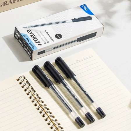 Ручка гелев. Deli EveryU EG83-BK корп.прозрачный d=0.7мм чернила черн. 1стерж. кругл.