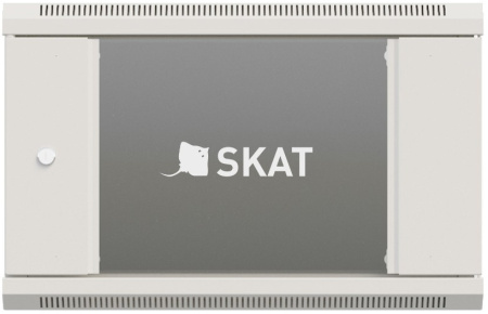 Шкаф коммутационный Бастион SKAT TB-6W660GF-G (4418) настенный 6U 600x600мм пер.дв.стекл металл направл.под винты 60кг серый 500мм 18.8кг 220град. 370мм IP20 сталь укомплектованный