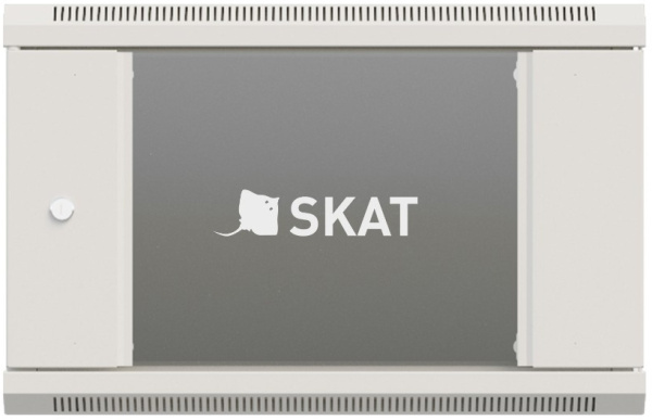 Шкаф коммутационный Бастион SKAT TB-6W660GF-G (4418) настенный 6U 600x600мм пер.дв.стекл металл направл.под винты 60кг серый 500мм 18.8кг 220град. 370мм IP20 сталь укомплектованный