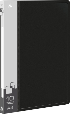 Папка с 10 прозр.вклад. Бюрократ -BPV10BLACK A4 пластик 0.6мм торц.карм с бум. встав черный
