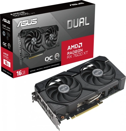 Видеокарта Asus PCI-E 4.0 DUAL-RX7600XT-O16G AMD Radeon RX 7600XT 16Gb 128bit GDDR6 2280/17500/HDMIx