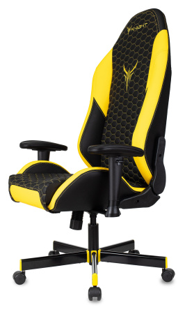 Кресло игровое Knight Neon черный/желтый соты эко.кожа с подголов. крестов. металл