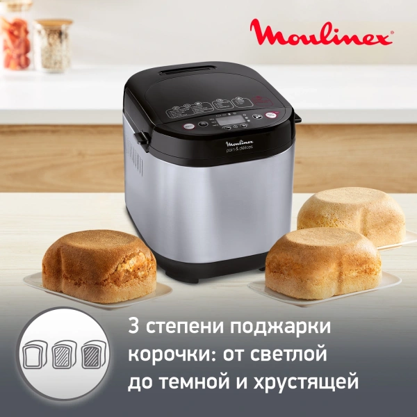 Хлебопечь Moulinex OW240E30 650Вт серебристый/черный