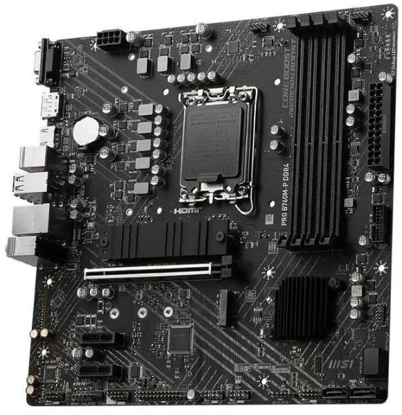 Материнская плата MSI PRO B760M-P DDR4 Soc-1700 Intel B760 4xDDR4 mATX AC`97 8ch(7.1) GbLAN+VGA+HDMI+DP