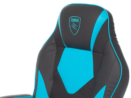 Кресло игровое Zombie GAME 17 черный/синий текстиль/эко.кожа крестов. пластик