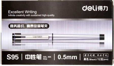 Набор ручек гелев. Deli (S95-P) ассорти d=0.5мм черн. черн. кор.карт. (12шт) линия 0.35мм