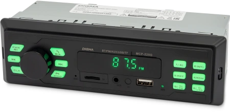Автомагнитола Digma MCP-225G 1DIN 2x45Вт BT5.0 AUX 2