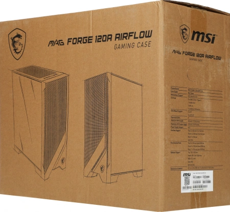 Корпус MSI MAG Forge 120A черный без БП ATX 2x120mm 2xUSB3.0 audio bott PSU