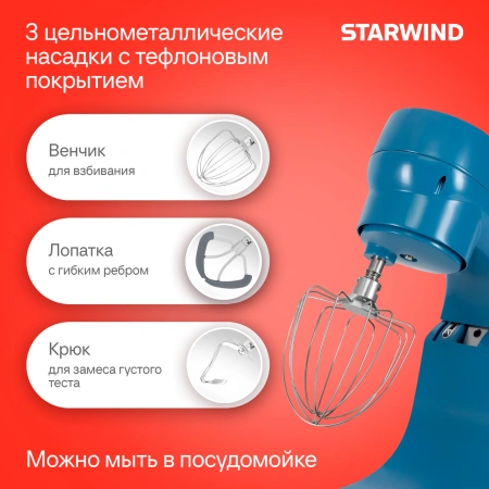 Миксер планетарный Starwind SPM4172 1800Вт васильковый