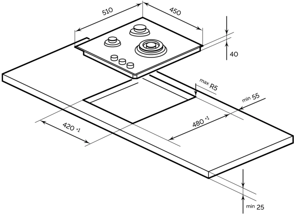 Газовая варочная поверхность Lex GVG 431 BBL черный