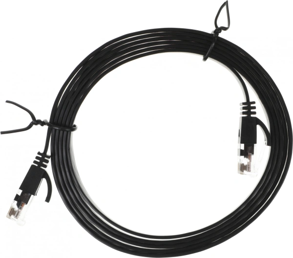 Патч-корд Buro Flat 4Гбит/с UTP 4 пары cat.6 Cu molded 1.5м черный RJ-45 (m)-RJ-45 (m) (BU-С6-FLAT-1.5M-B)