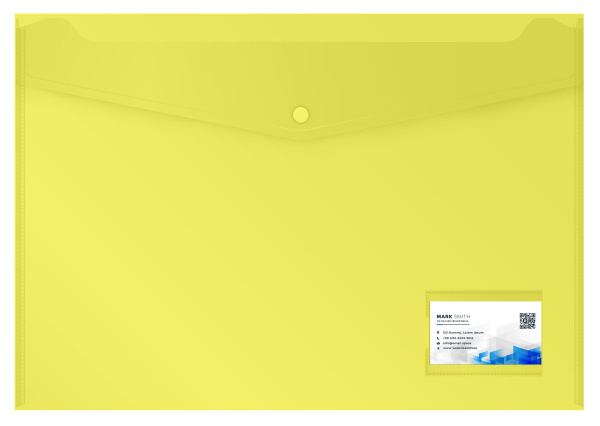 Конверт на кнопке Бюрократ -PKA3 A3 пластик 0.18мм ассорти карман для визитки